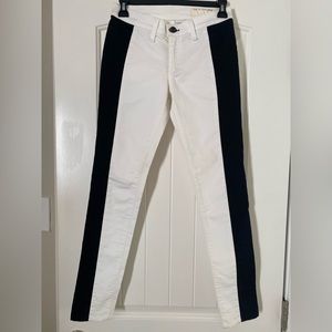 Rag & Bone white jean w/ black tuxedo stripe